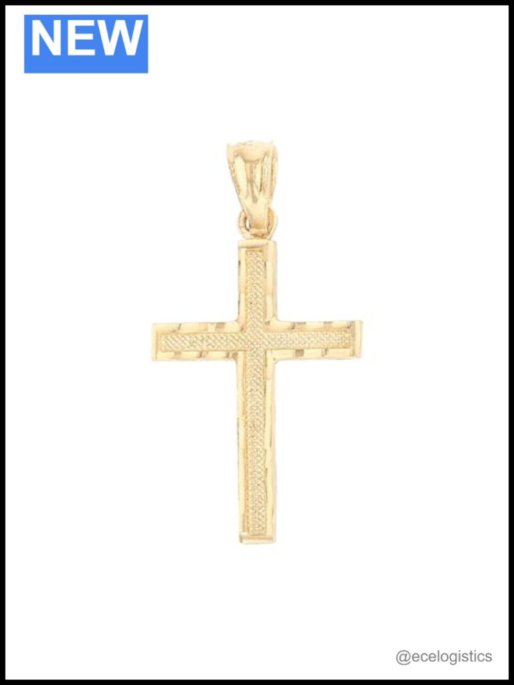 14K Yellow Solid Gold Cross Pendant Necklace Charm Thin Crucifix